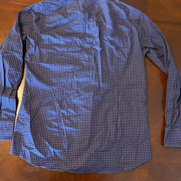Hugo Boss Mens Slim Fit Purple Patterned Cotton Button-Up Shirt Size 41/16 - Picture 13 of 14